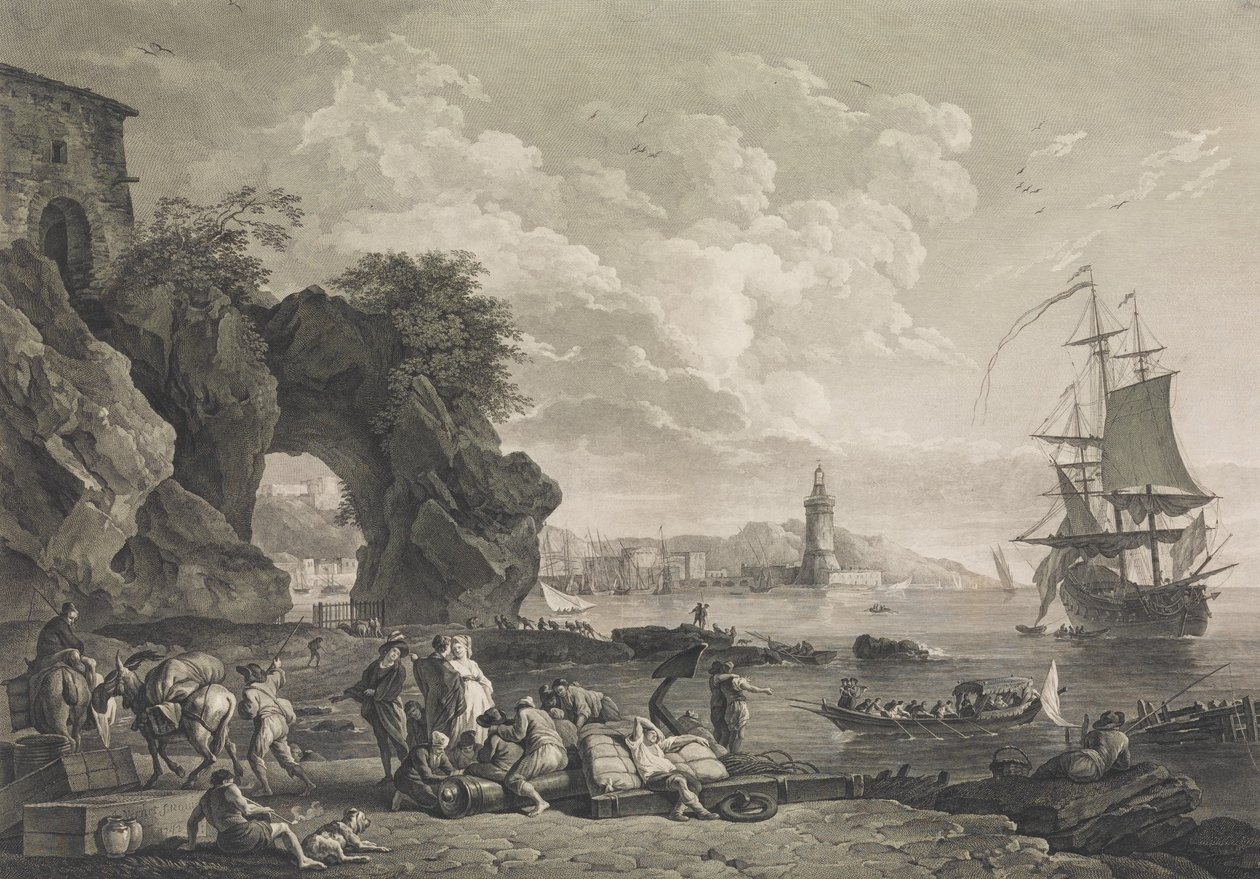 Utsikt over Pausilype nær Napoli, 1785. av Robert Daudet