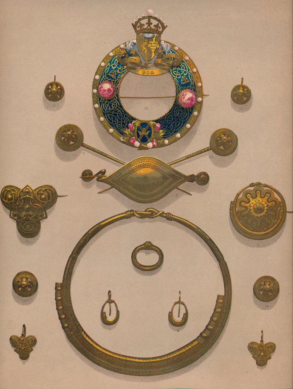 Gull ornamenter og brosje, 1863. av Robert Dudley