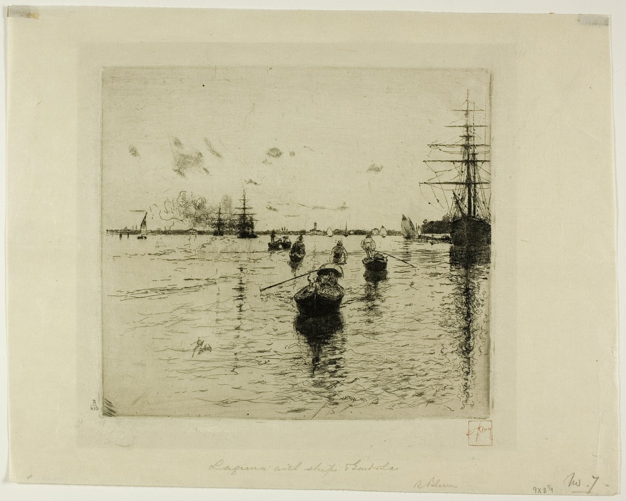 Lagune med dampbåter og gondoler, Venezia av Robert Frederick Blum