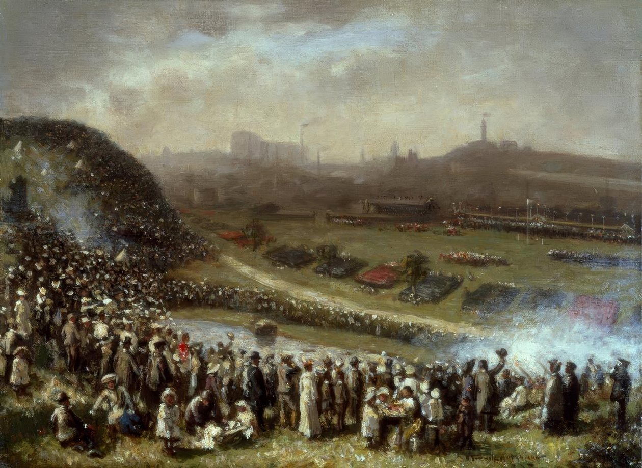 R.G.Hutchison, Ved løpene, Glasgow / Gemälde av Robert Gemmell Hutchison