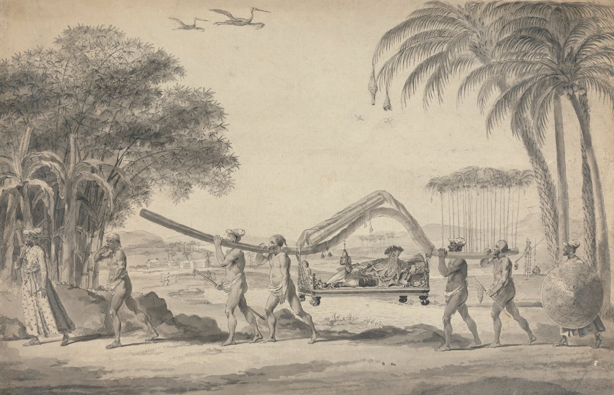 Reisende i en Palanquin i India av Robert Home