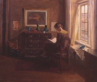 Dame som leser i et interiør av Robert Panitzsch