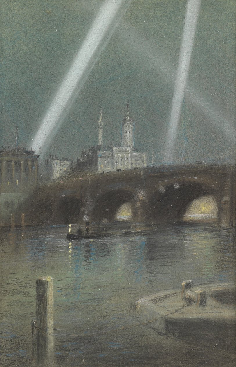Krigssøkelys over London Bridge av Robert Randoll