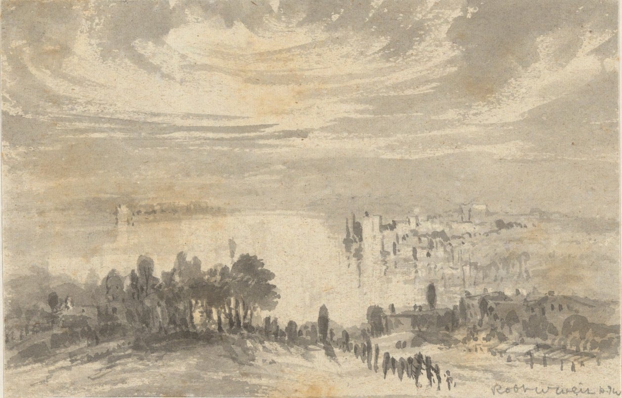 Landskap - By på en bukt av Robert Walter Weir