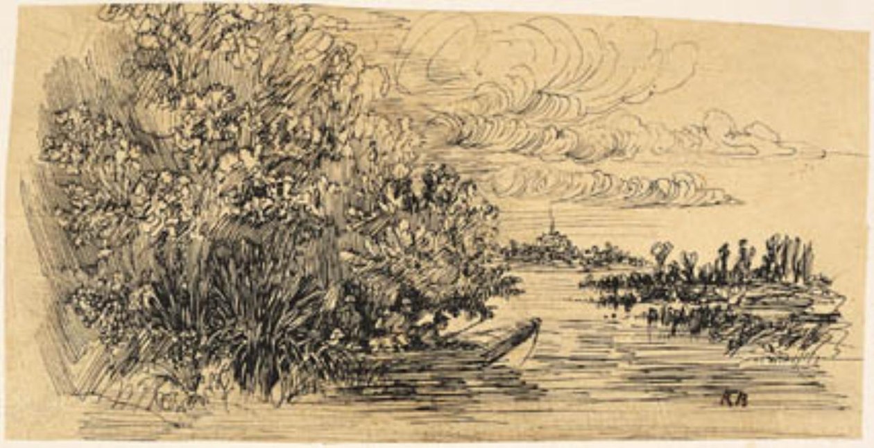 Jegere i bakhold i en båt av Rodolphe Bresdin