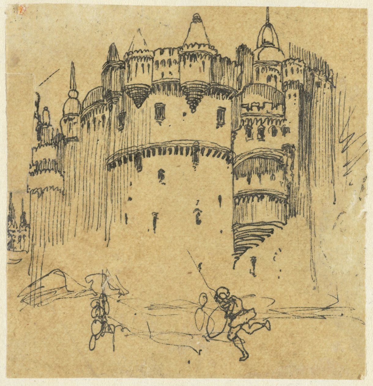Slott med to figurer av Rodolphe Bresdin