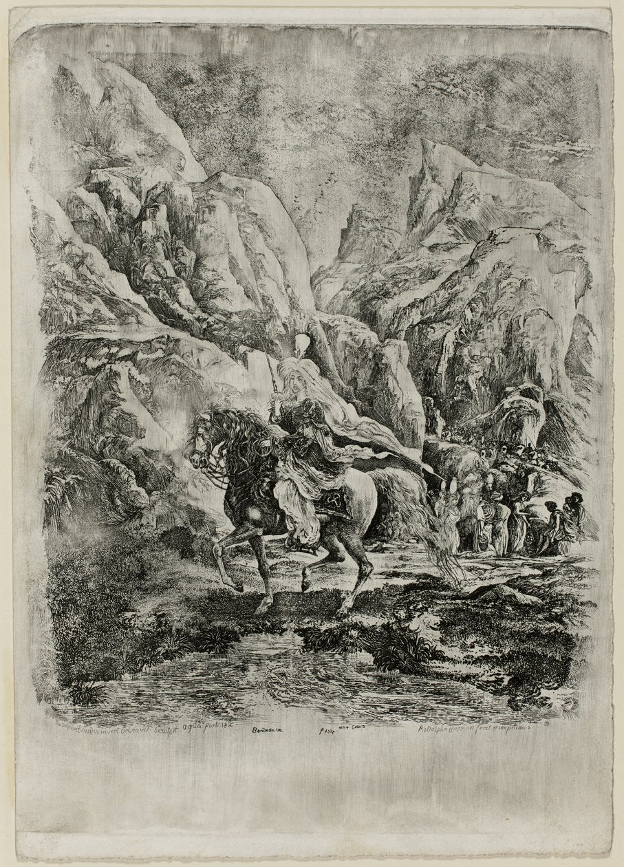 Orientalsk rytter i fjellene av Rodolphe Bresdin