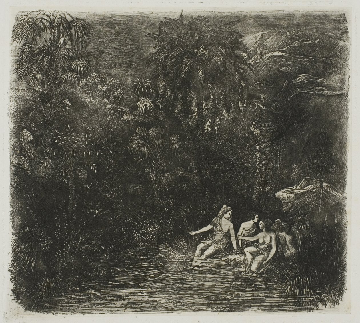 The Bathers under Palms av Rodolphe Bresdin