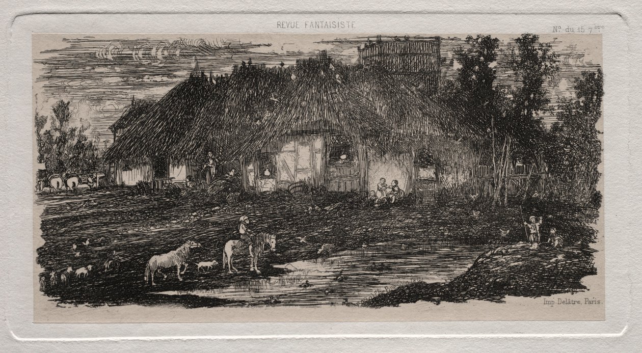Gårdsgården, 1861. av Rodolphe Bresdin