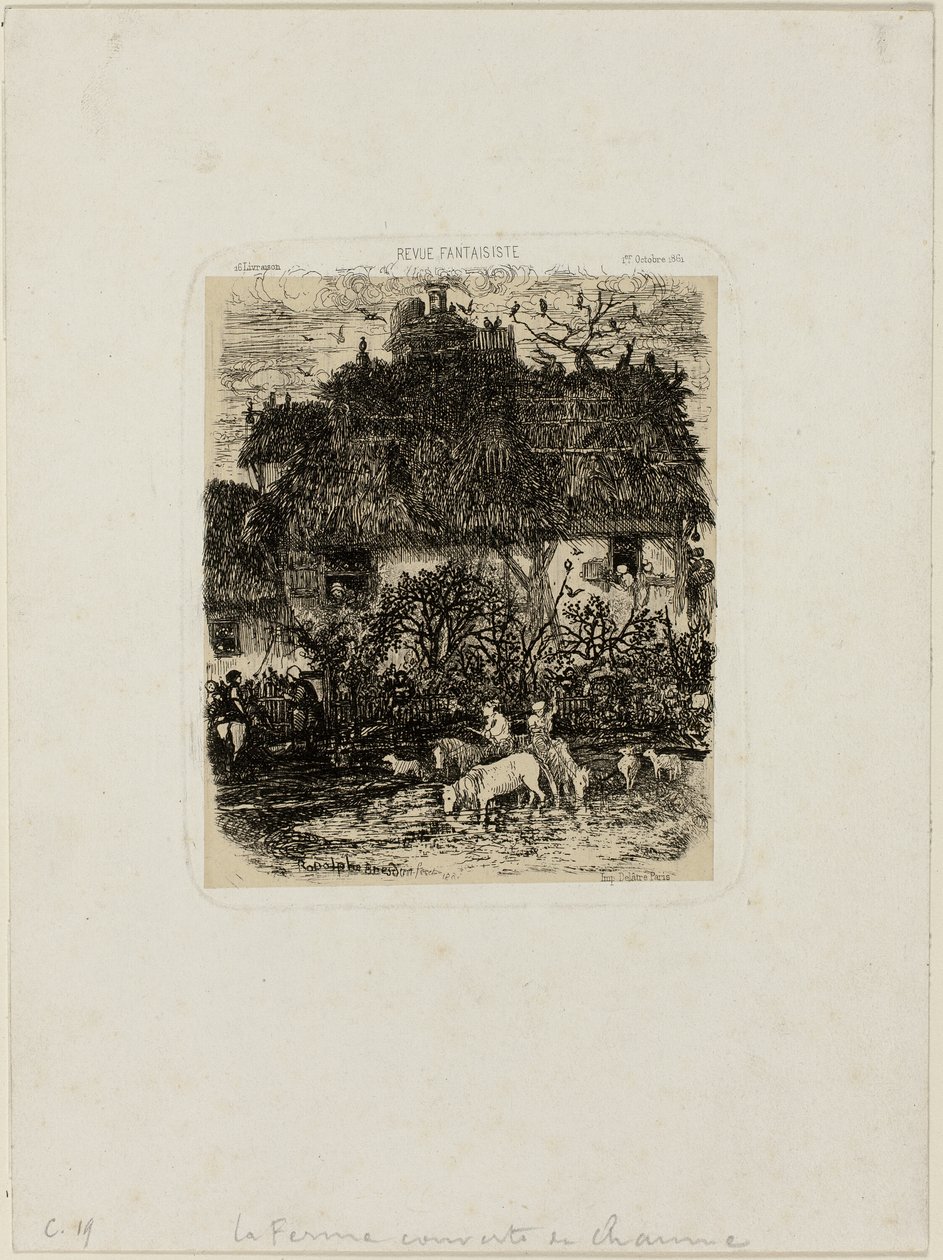 The Thatch-Roofed Farmhouse, fra Revue Fantaisiste av Rodolphe Bresdin