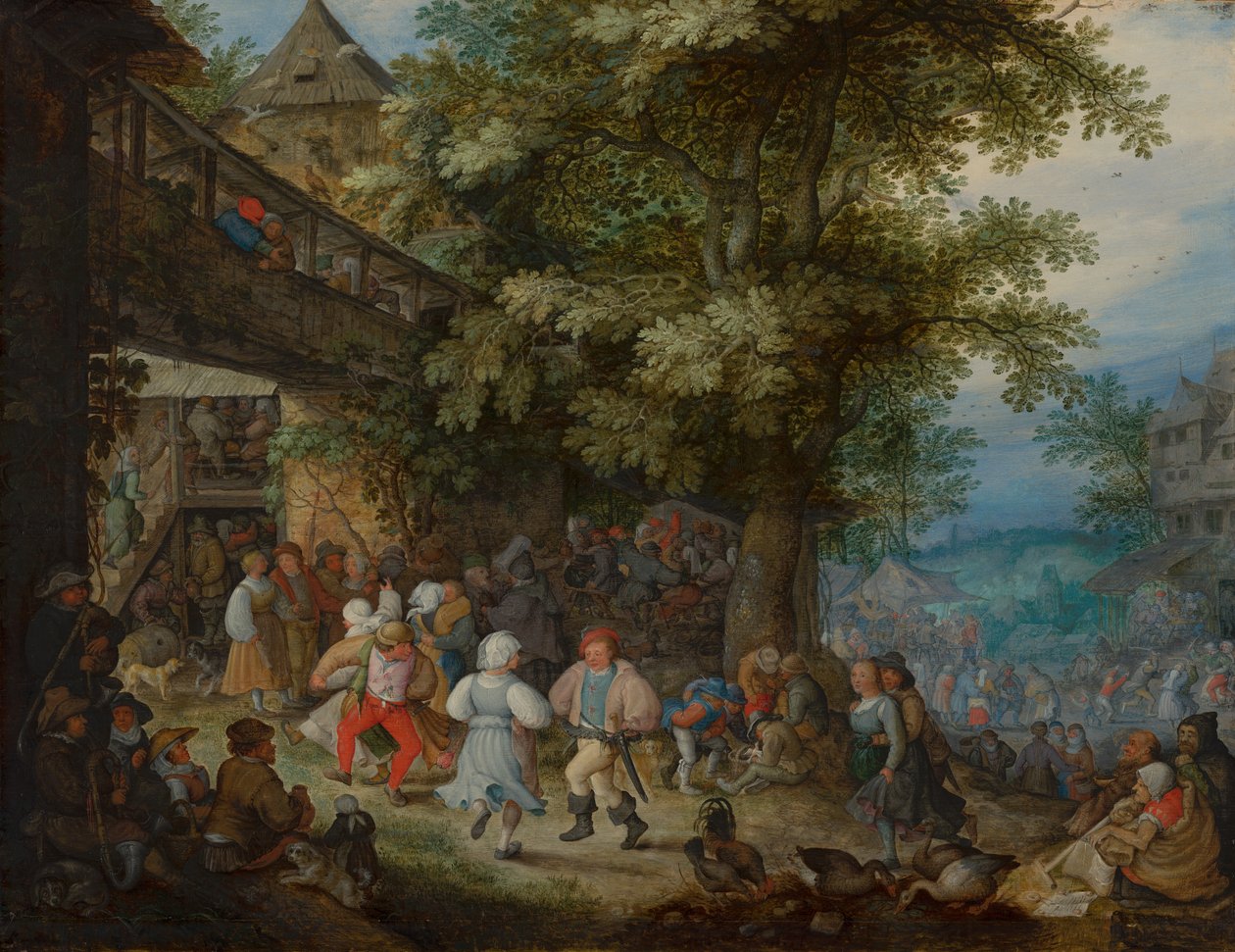 Bønder danser utenfor et bohemsk vertshus av Roelant Savery