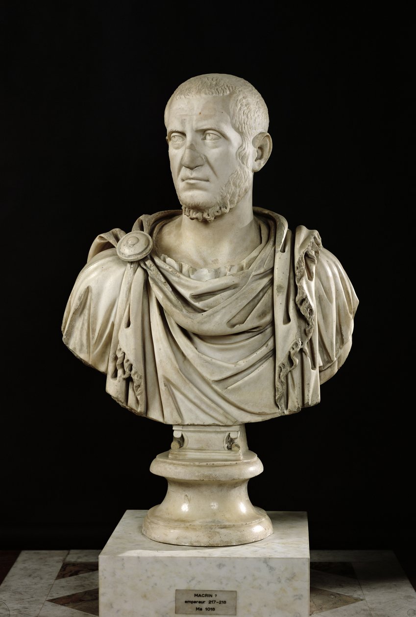 Byste av Marcus Claudius Tacitus (ca. 200-276) eller Marcus Opelius Macrinus (164-218) (marmor) av Roman