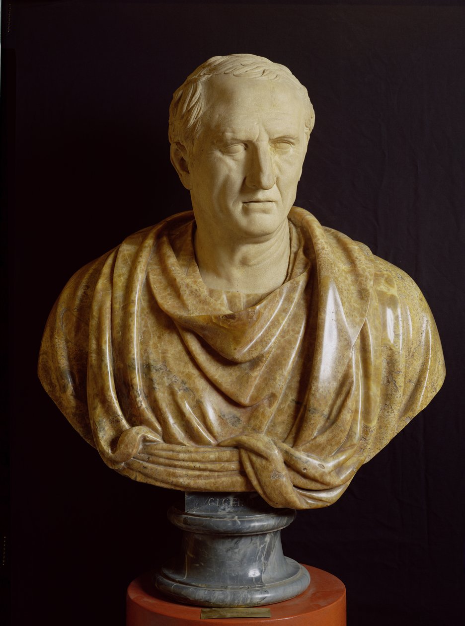 Byste av Marcus Tullius Cicero (106-43 f.Kr.) (marmor og stein) av Roman