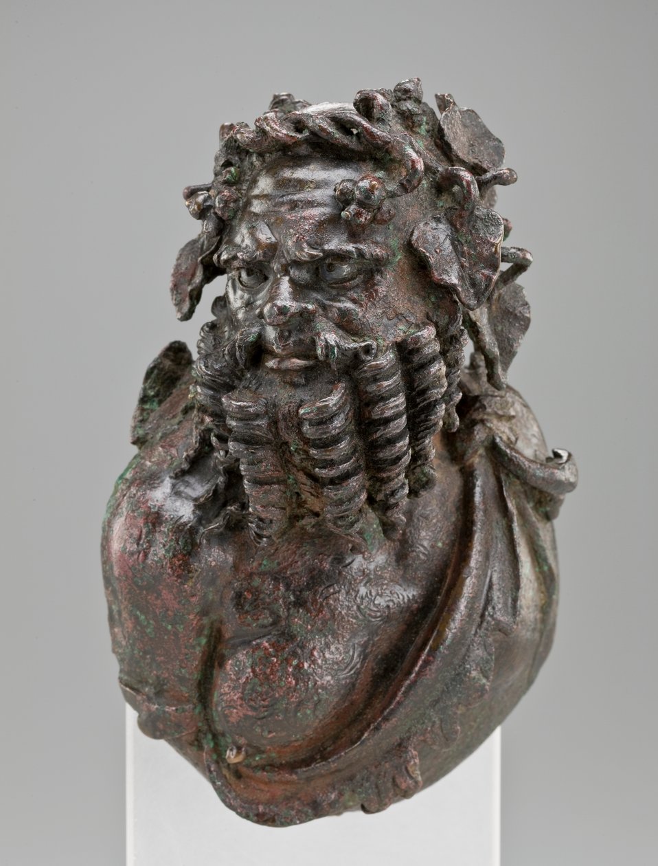 Dekorativ byste av Silenus (bronse med sølv- og kobberinnlegg) av Roman