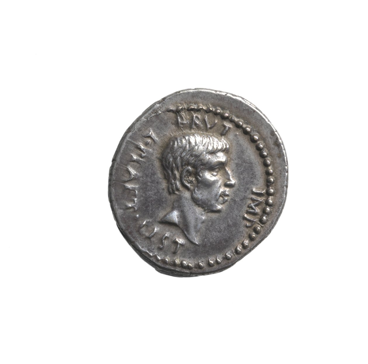 Denarius skildrer hodet til Brutus (sølv) av Roman