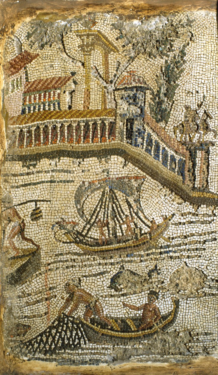 Fiskescene (mosaikk) av Roman