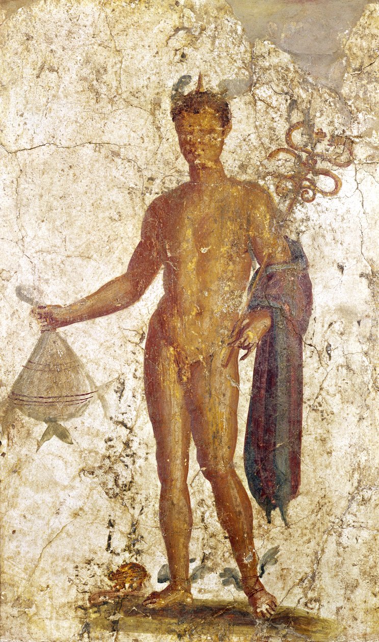 Merkur, fra Pompeii, ca. 50-79 e.Kr av Roman