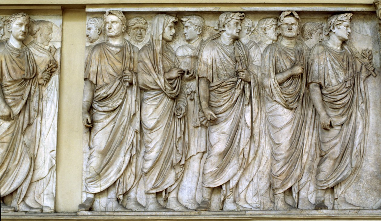 Prosesjon, nordveggen til Ara Pacis (marmor) av Roman