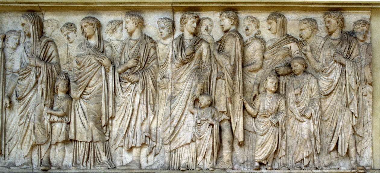 Prosesjon, sørveggen til Ara Pacis (marmor) av Roman