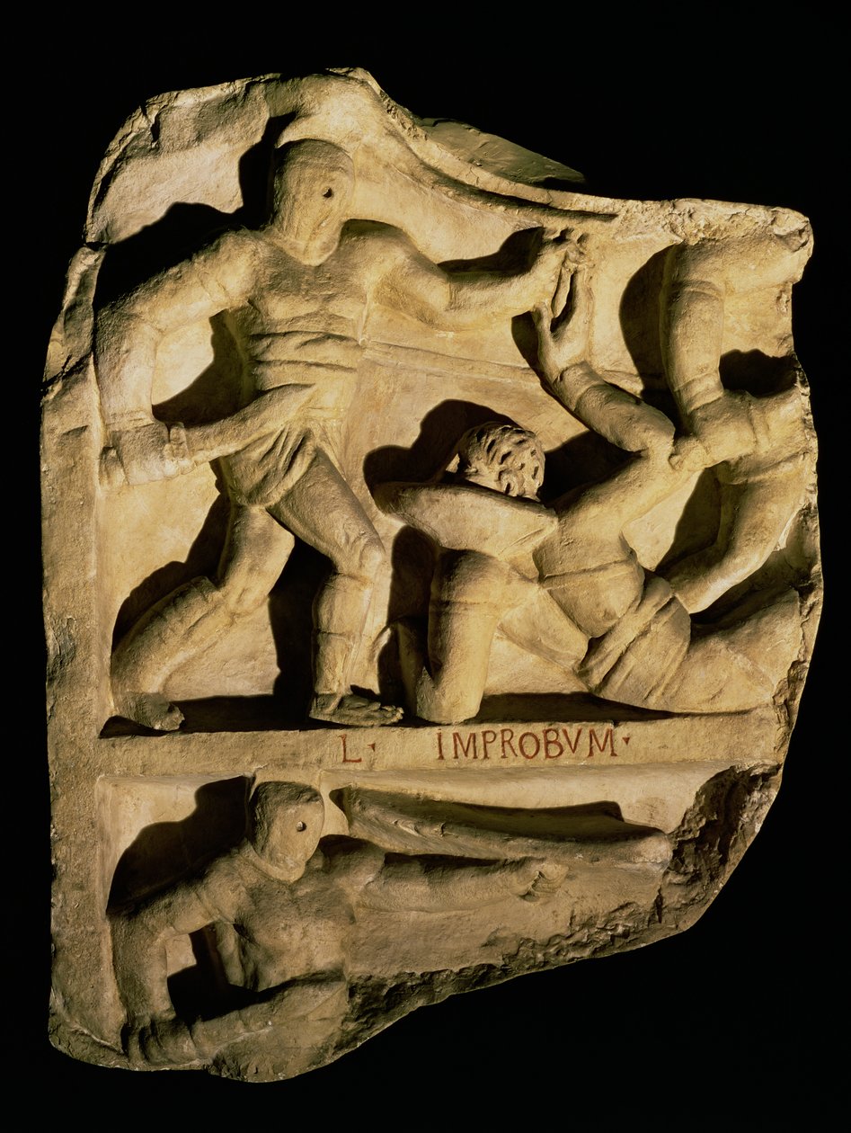 Relieff som viser en samnitt som beseirer en retiarius av Roman