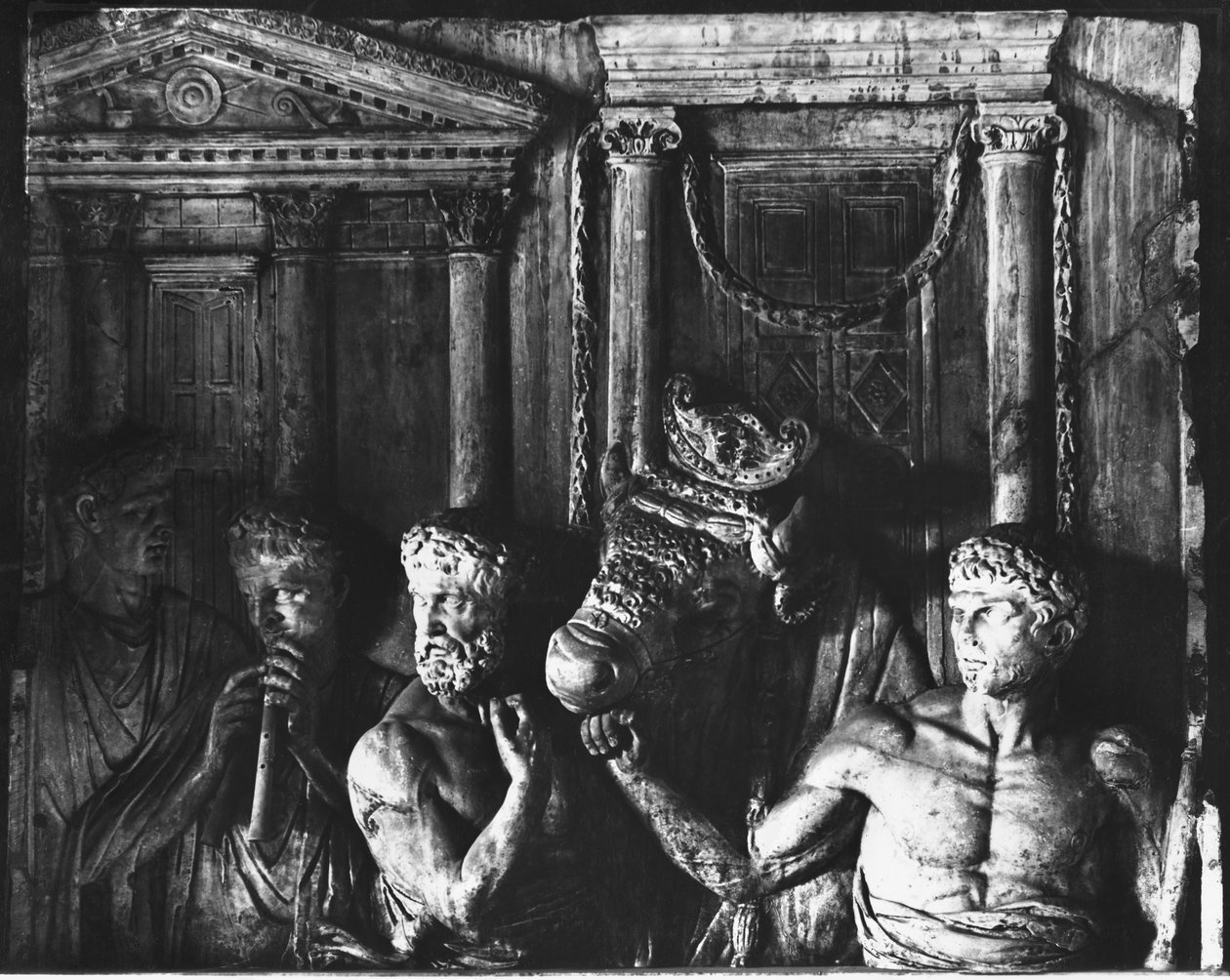 Relieff som viser forberedelsene til et offer (se også 159253) av Roman