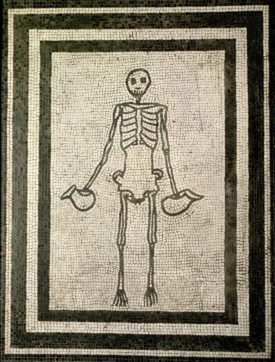 Skjelett av en munnbringer (mosaikk) av Roman