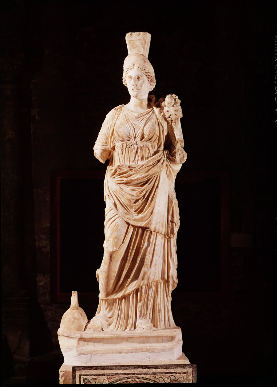 Statue av en tutelary gudinne (marmor) av Roman
