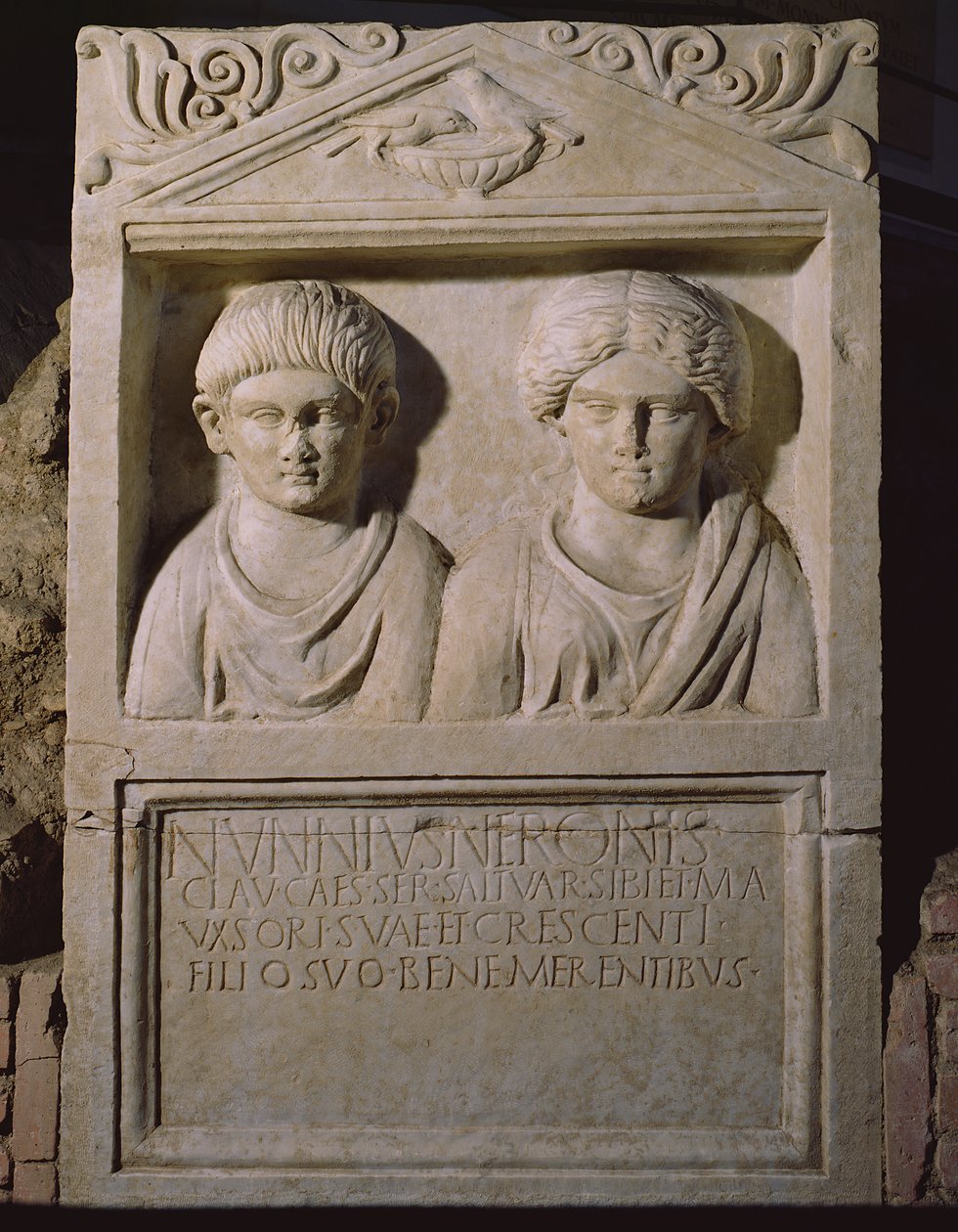 Stele laget som en liten aedicule Autoparco VI, Necropolis of the "Via Triumphalis", Vatikanets Necropolis (marmor) av Roman