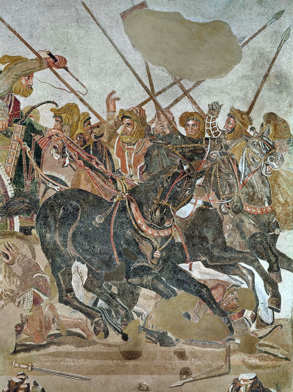 Alexander-mosaikken, detalj av den persiske hæren i slaget ved Issus, mosaikk ca. 80 f.Kr. av Roman