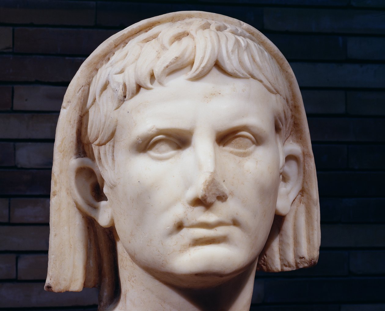 Tilslørt hode for keiser Augustus marmordetalj av 696582 av Roman