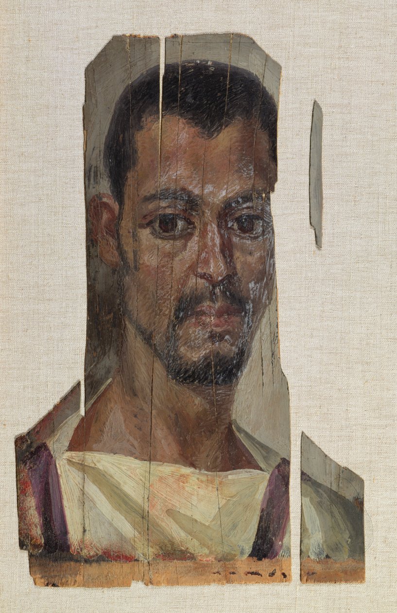 Portrett fra Fayum (enkaustisk voks på tre) av Roman Period Egyptian