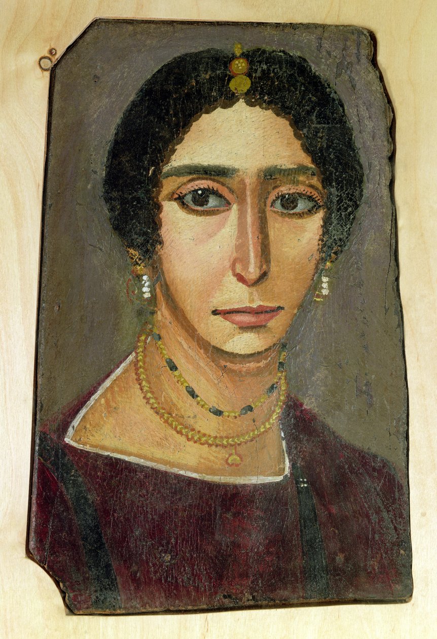 Portrett av en kvinne, fra Fayum, 1.-4. århundre (enkaustisk voks på tre) av Roman Period Egyptian