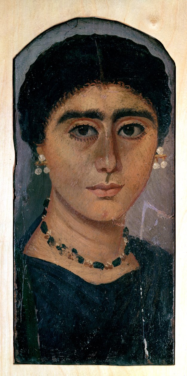 Portrett av en kvinne, fra Fayum, 1.-4. århundre (enkaustisk voks på tre) av Roman Period Egyptian