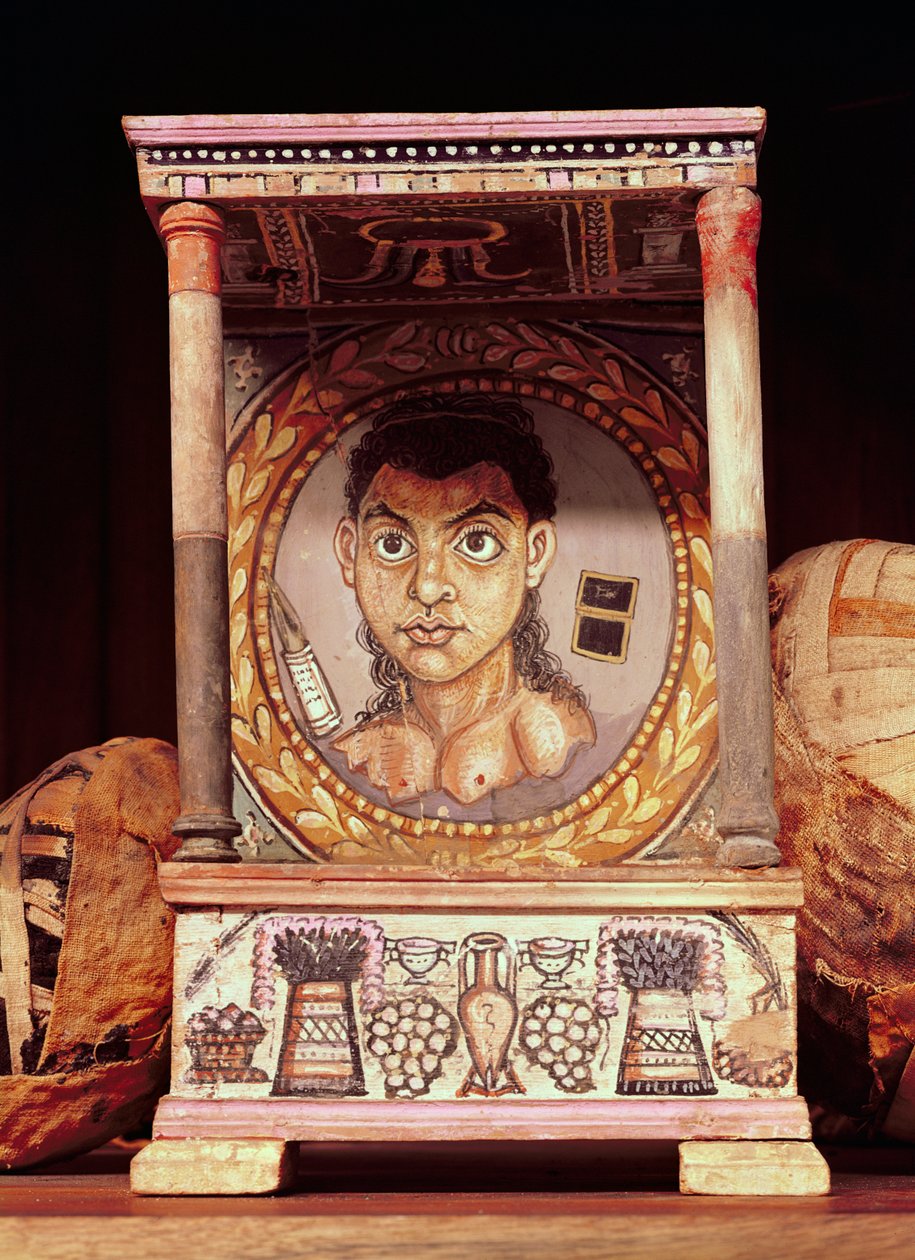Portrett av en ung jente med tilbud (tempera på panel) av Roman Period Egyptian