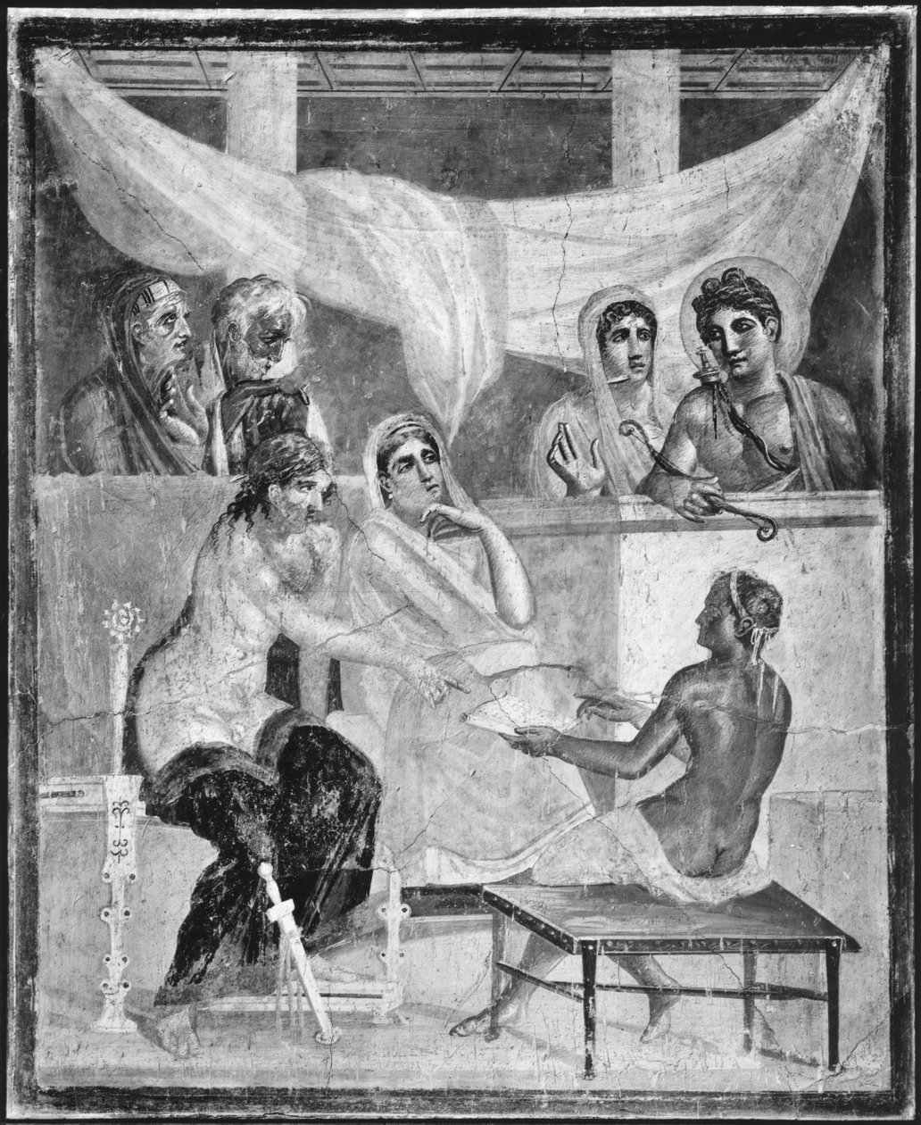 Admetus og Alcestis lytter til oraklet, fra Pompeii, House of the Tragic Poet av Roman Roman