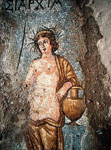 Fortaudetalj av en kvinne (mosaikk) (se 168408) av Roman Roman