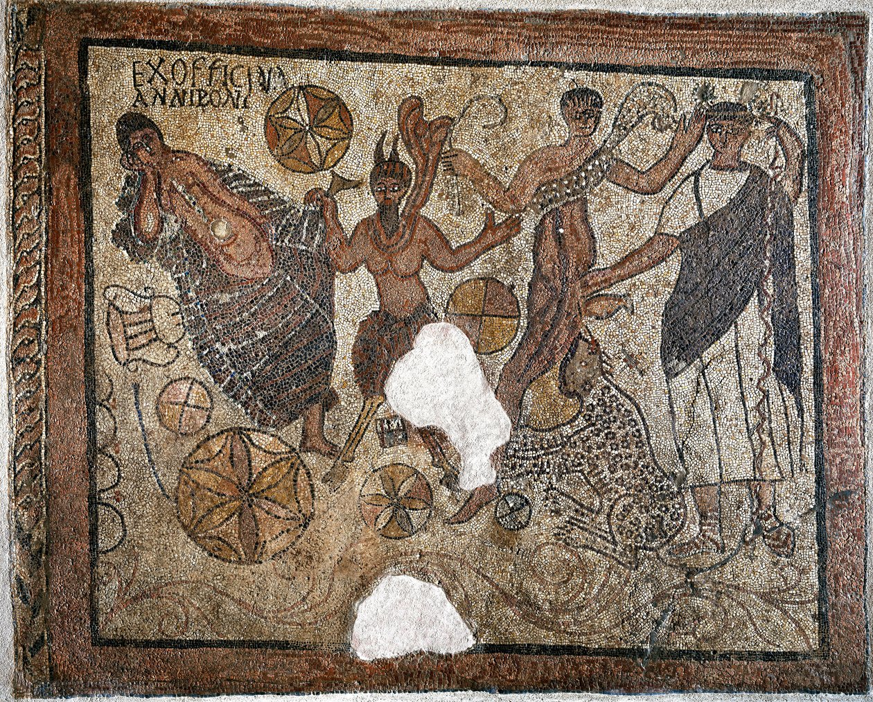 Dionysos og Ariadne - Mosaikk, 4. århundre av Roman