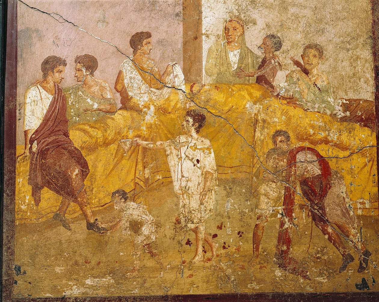 Festscene, fra Pompeii, Italia av Roman