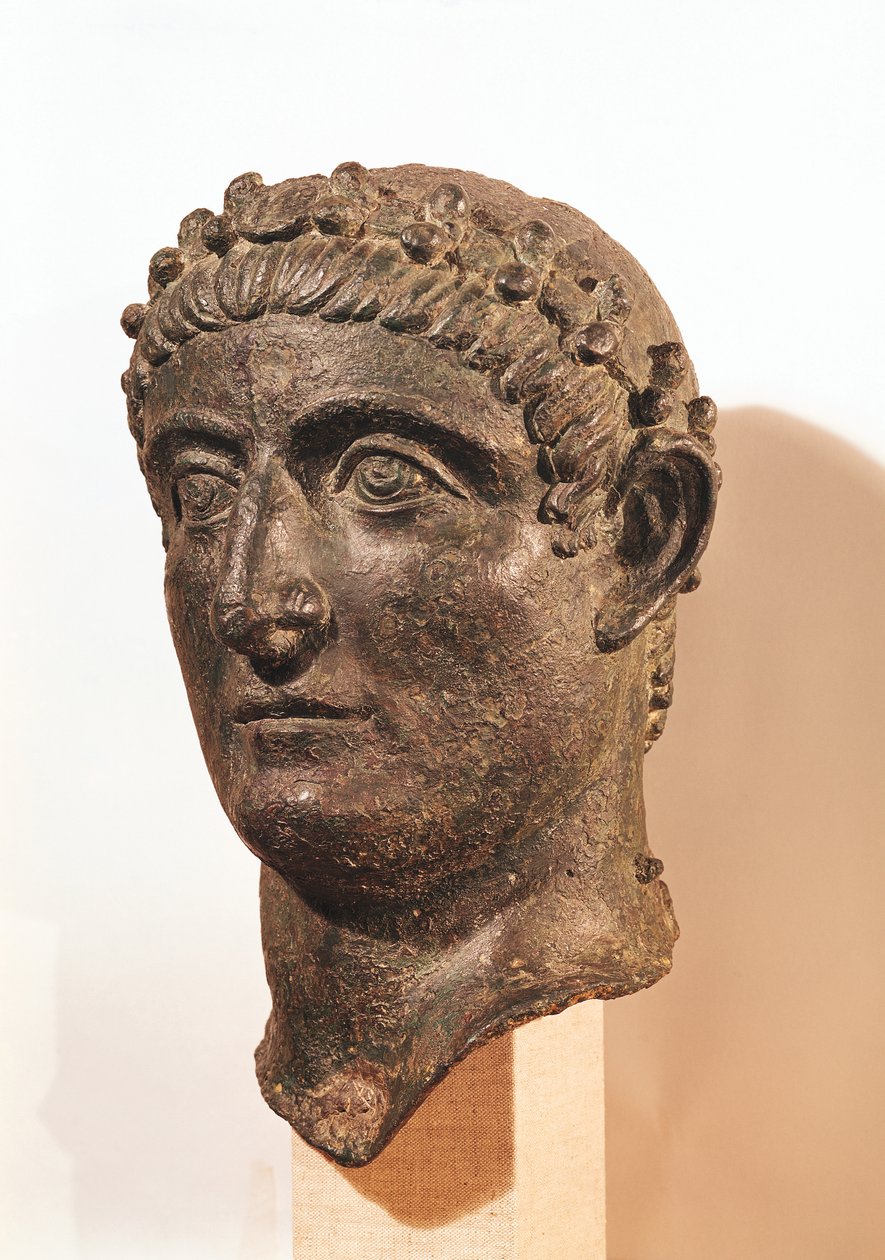Leder for Konstantin den store (ca. 274-337) (bronse) av Roman