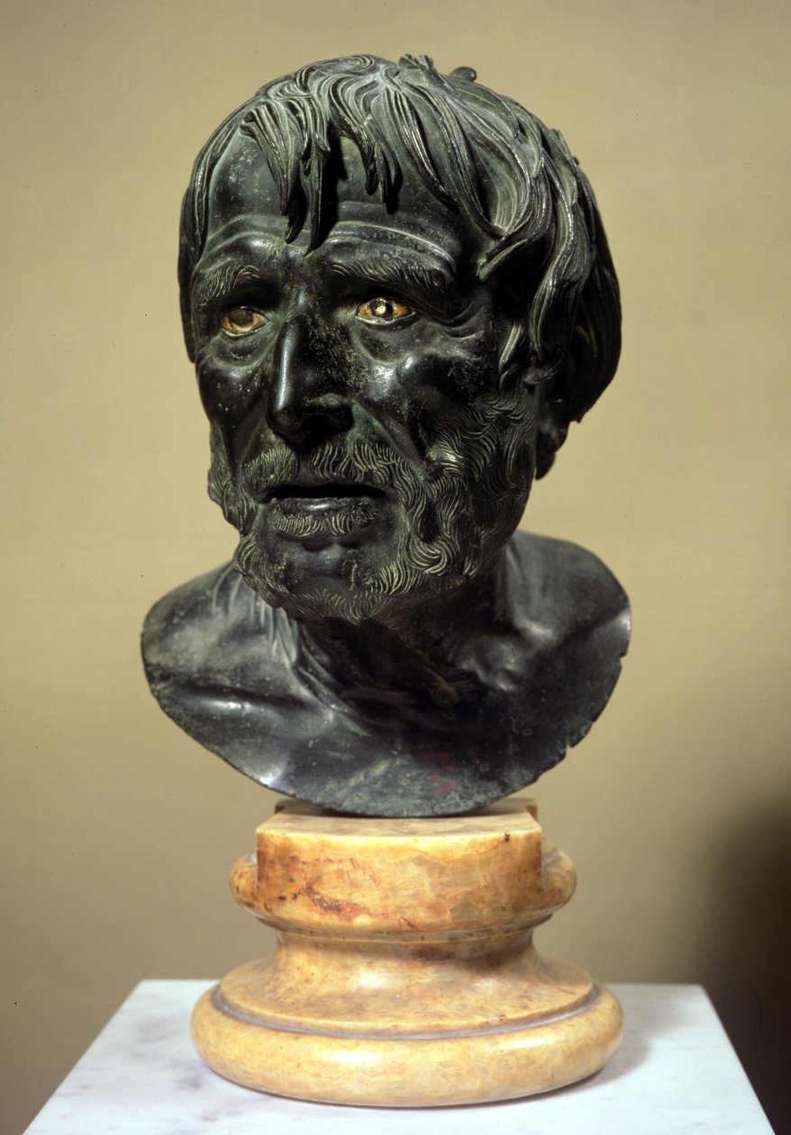 Leder av Seneca (ca. 4 f.Kr.-65 e.Kr.) (bronse) av Roman