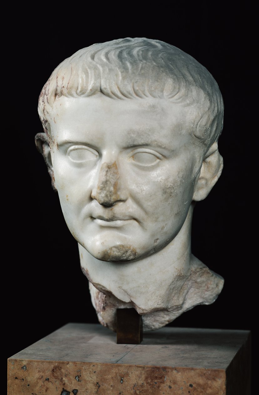 Hode for Tiberius (ca.42 f.Kr.-37 e.Kr.) (marmor) av Roman
