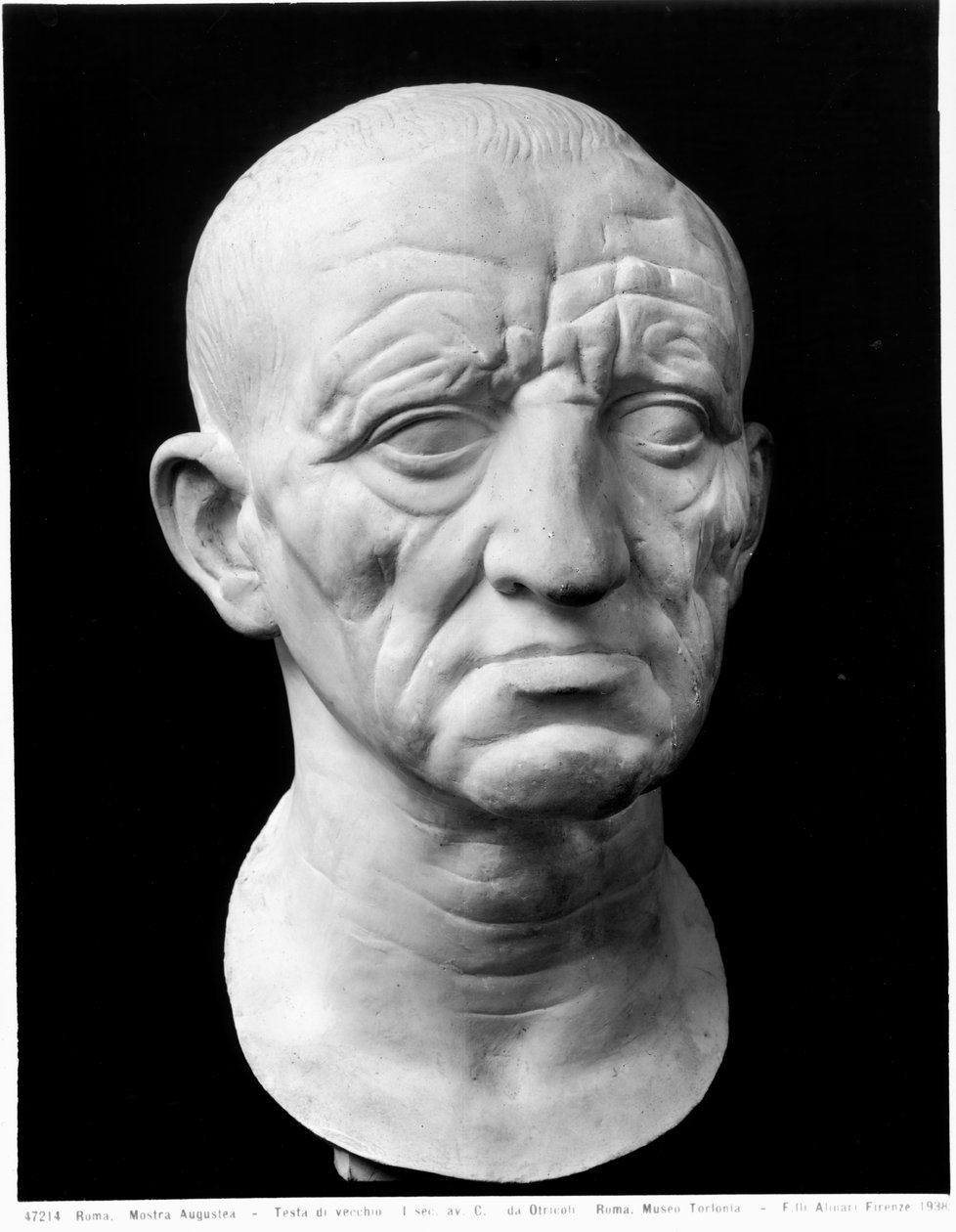 Hodet til en gammel mann (marmor) (s/hvitt bilde) av Roman