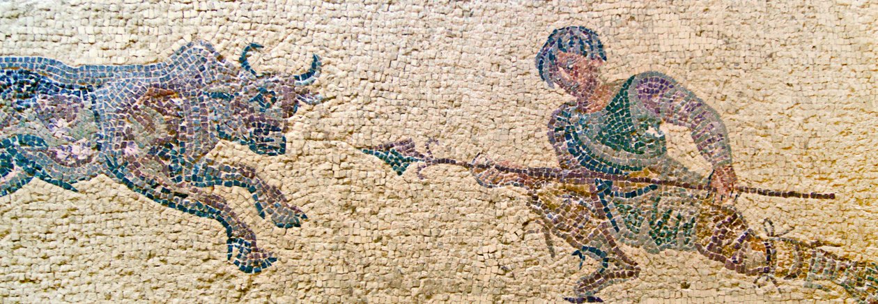 Jaktscene, House of Dionysos, Paphos, Kypros (mosaikk) av Roman