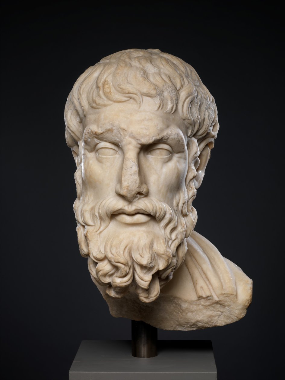 Marble head of Epikouros, 2nd century AD (marble) av Roman