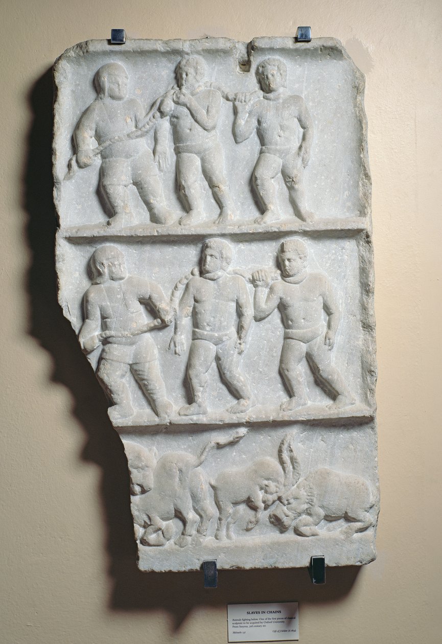 Menn i lenker, relieff funnet ved Smyrna (marmor) av Roman