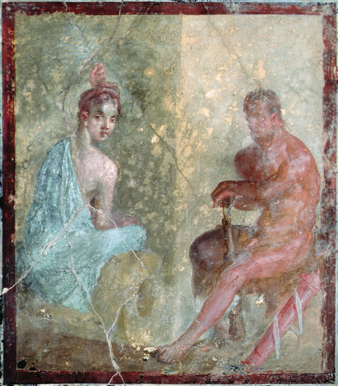 Sittende par, Pompei, Italia (fresco) av Roman