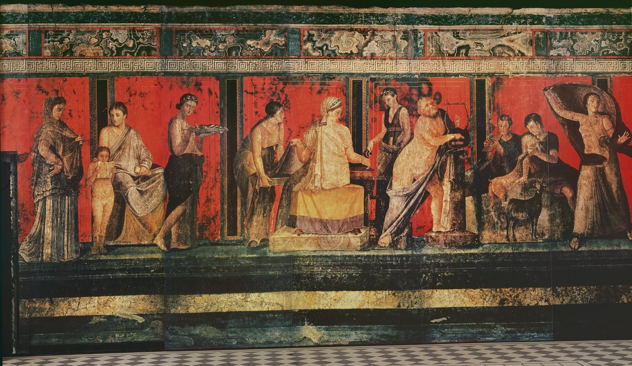 The Hall of Mysteries, Pompeii, 79AD (veggmaleri) av Roman