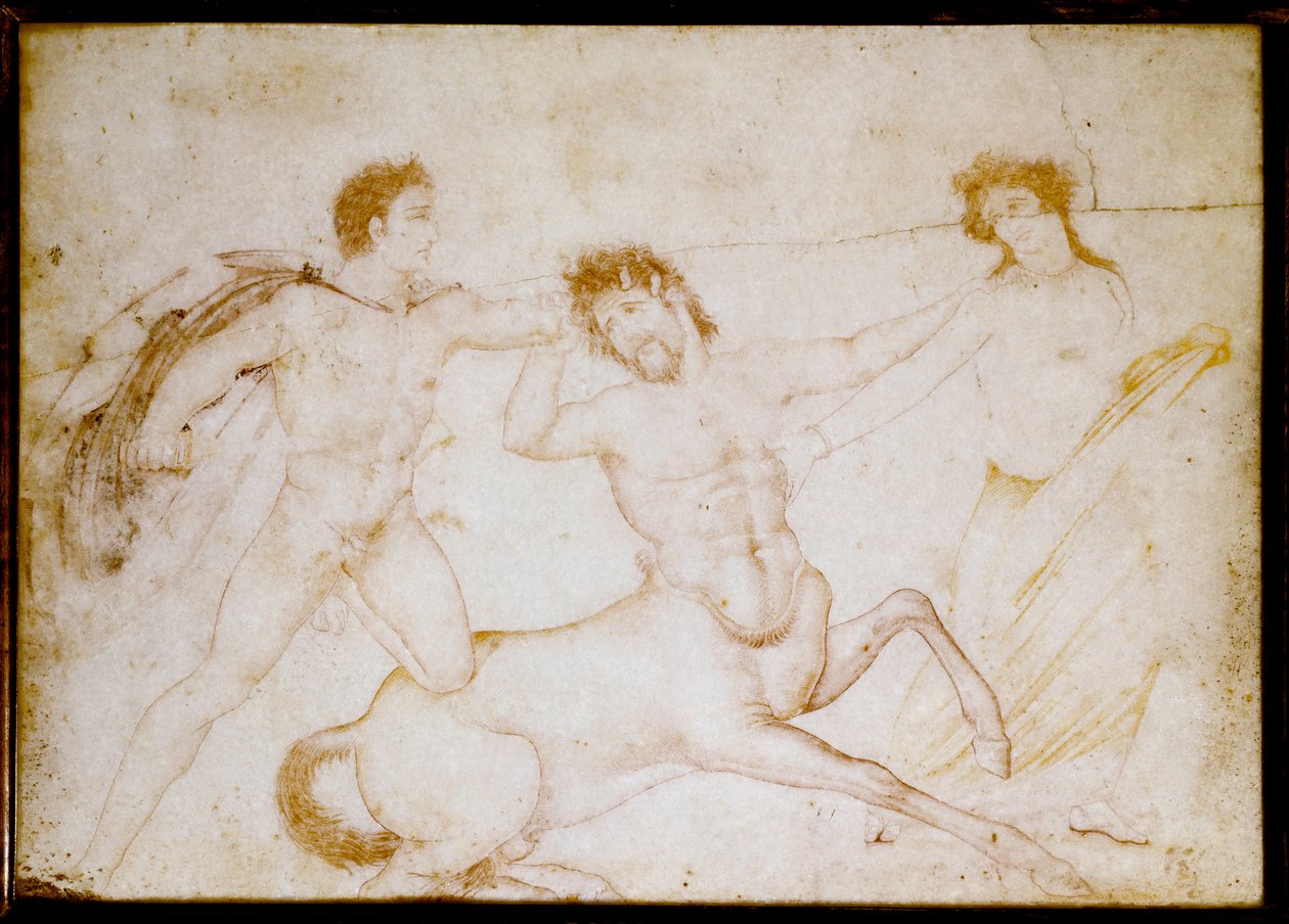 Theseus og kentauren (tegning på marmor av Roman