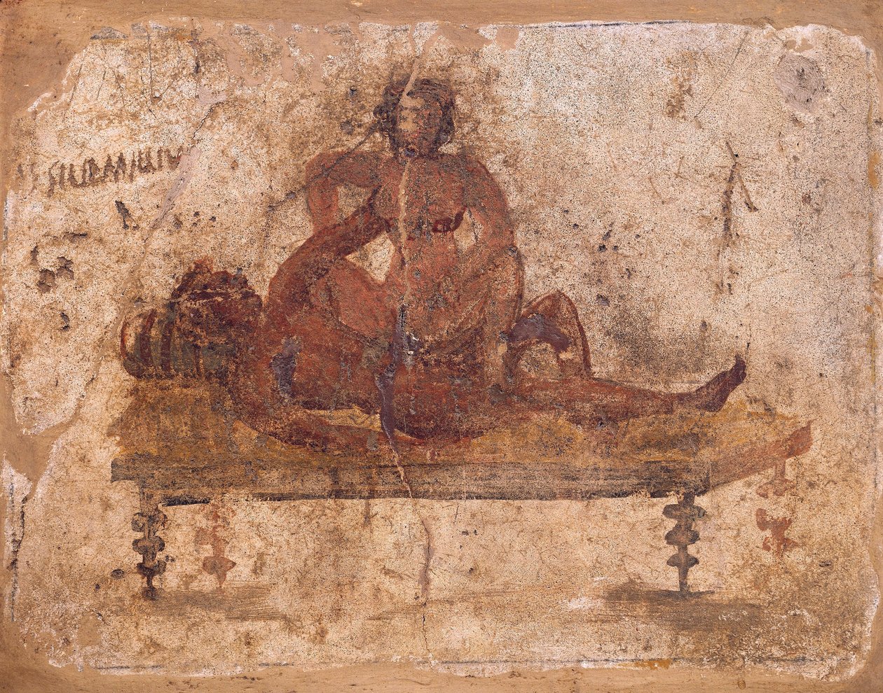 Freske som skildrer erotisk motiv, fra Pompei, Italia av Roman Roman