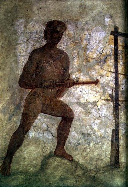 Naken mannsfigur (veggmaleri) av Roman Roman